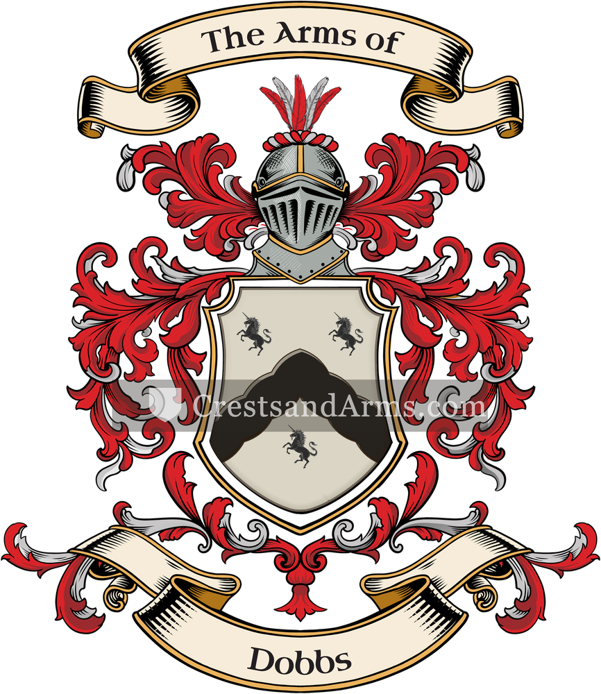 The Dobbs coat of arms, drawn from the recorded blazon