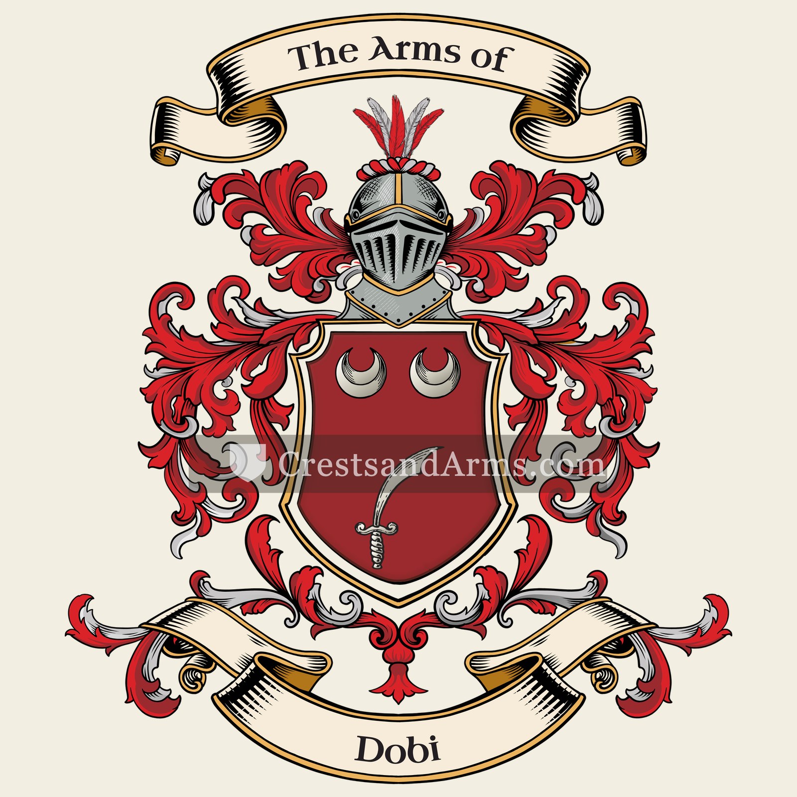 The Dobi coat of arms, drawn from the recorded blazon
