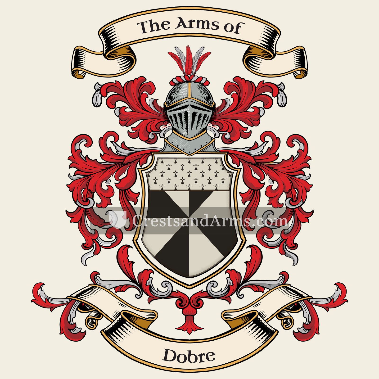 The Dobre coat of arms, drawn from the recorded blazon