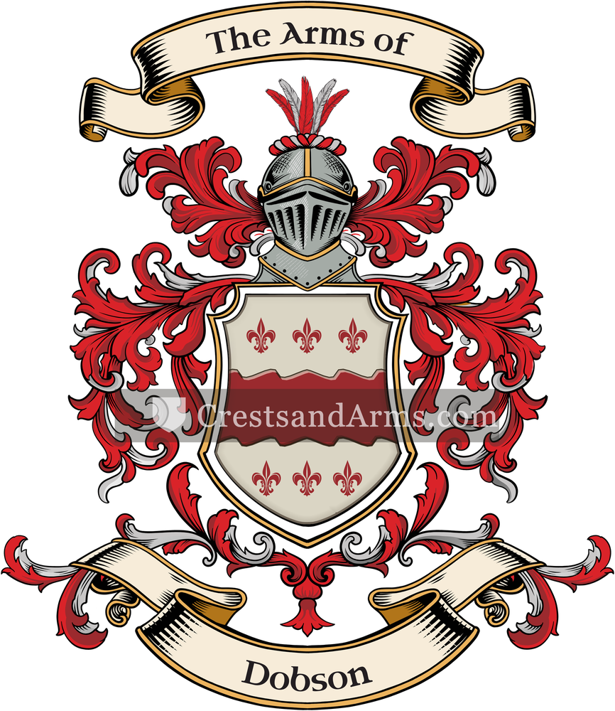 The Dobson coat of arms, drawn from the recorded blazon