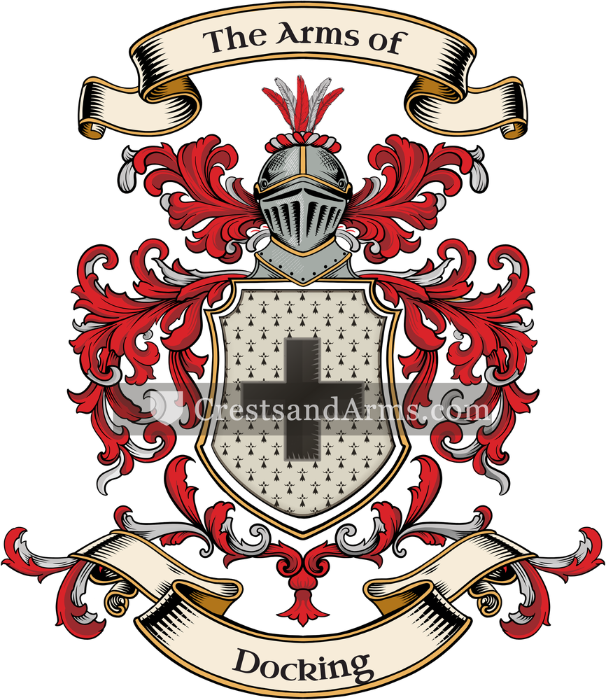 The Docking coat of arms, drawn from the recorded blazon