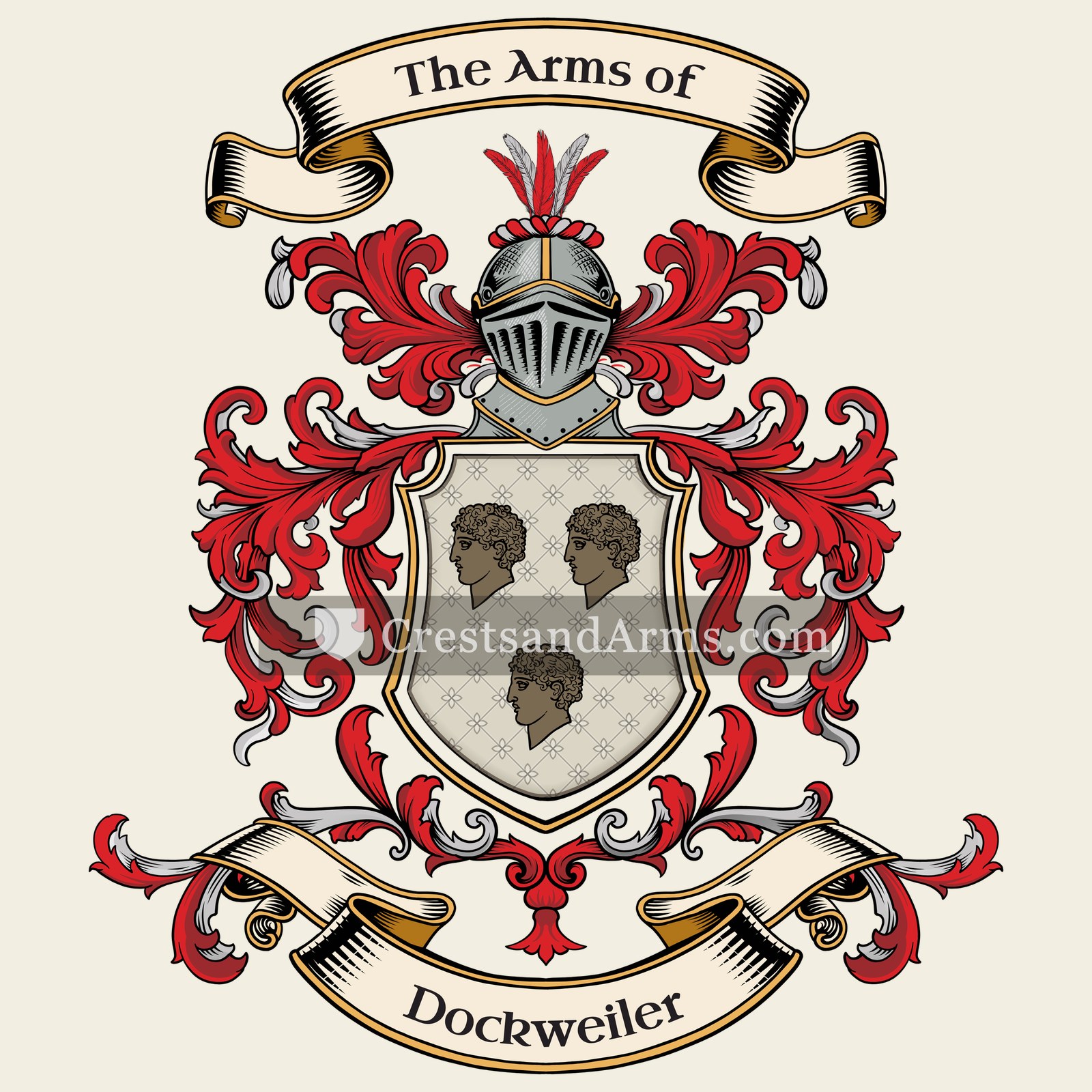 The Dockweiler coat of arms, drawn from the recorded blazon