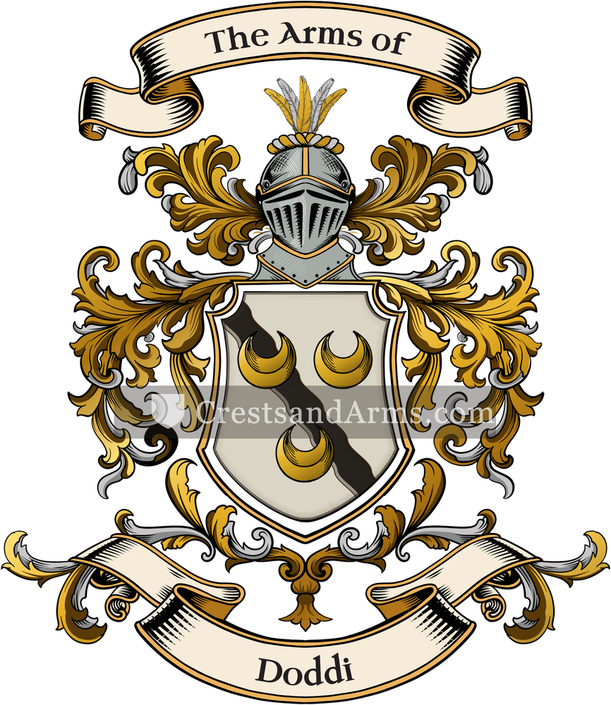 The Doddi coat of arms, drawn from the recorded blazon