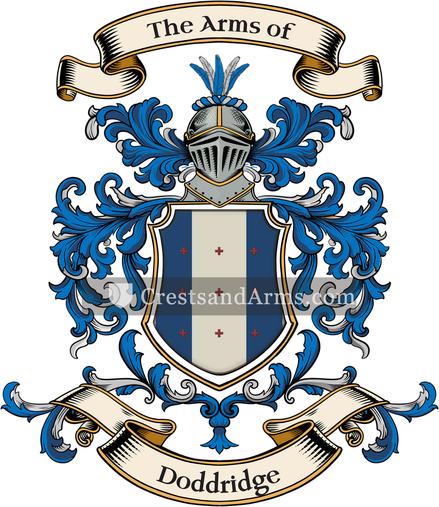 The Doddridge coat of arms, drawn from the recorded blazon