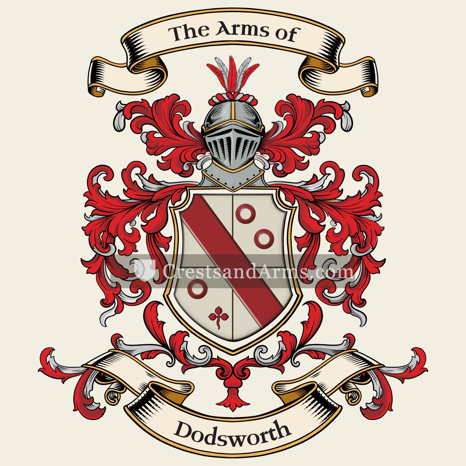 The Dodsworth coat of arms, drawn from the recorded blazon