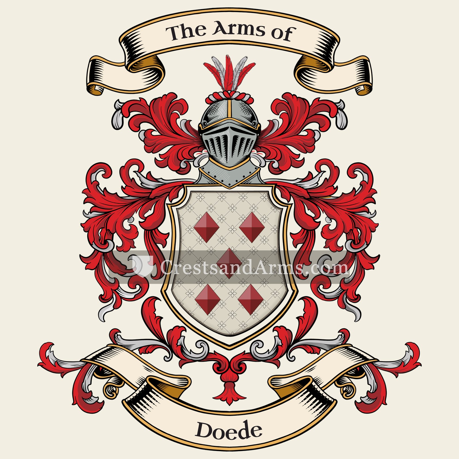 The Doede coat of arms, drawn from the recorded blazon