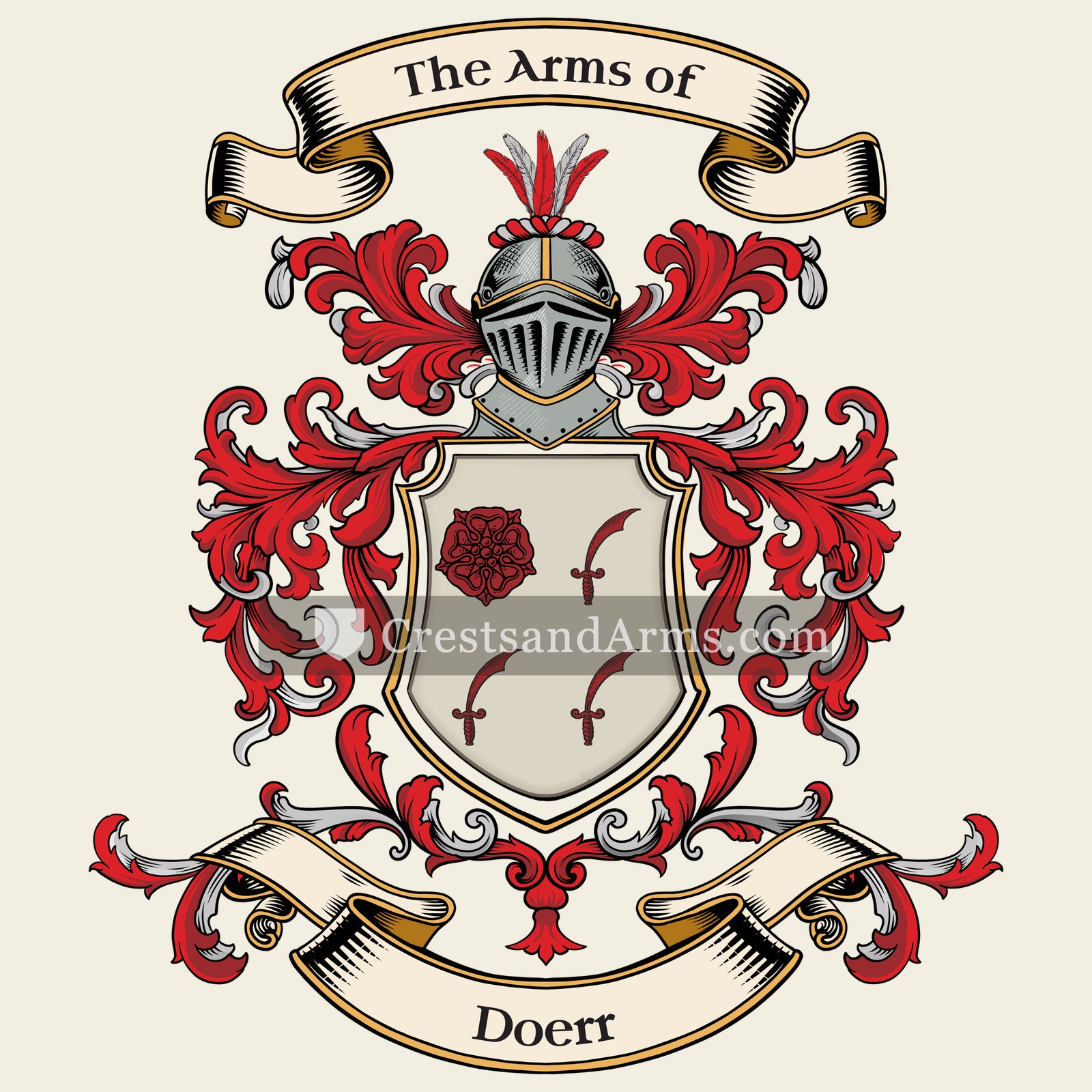 The Doerr coat of arms, drawn from the recorded blazon
