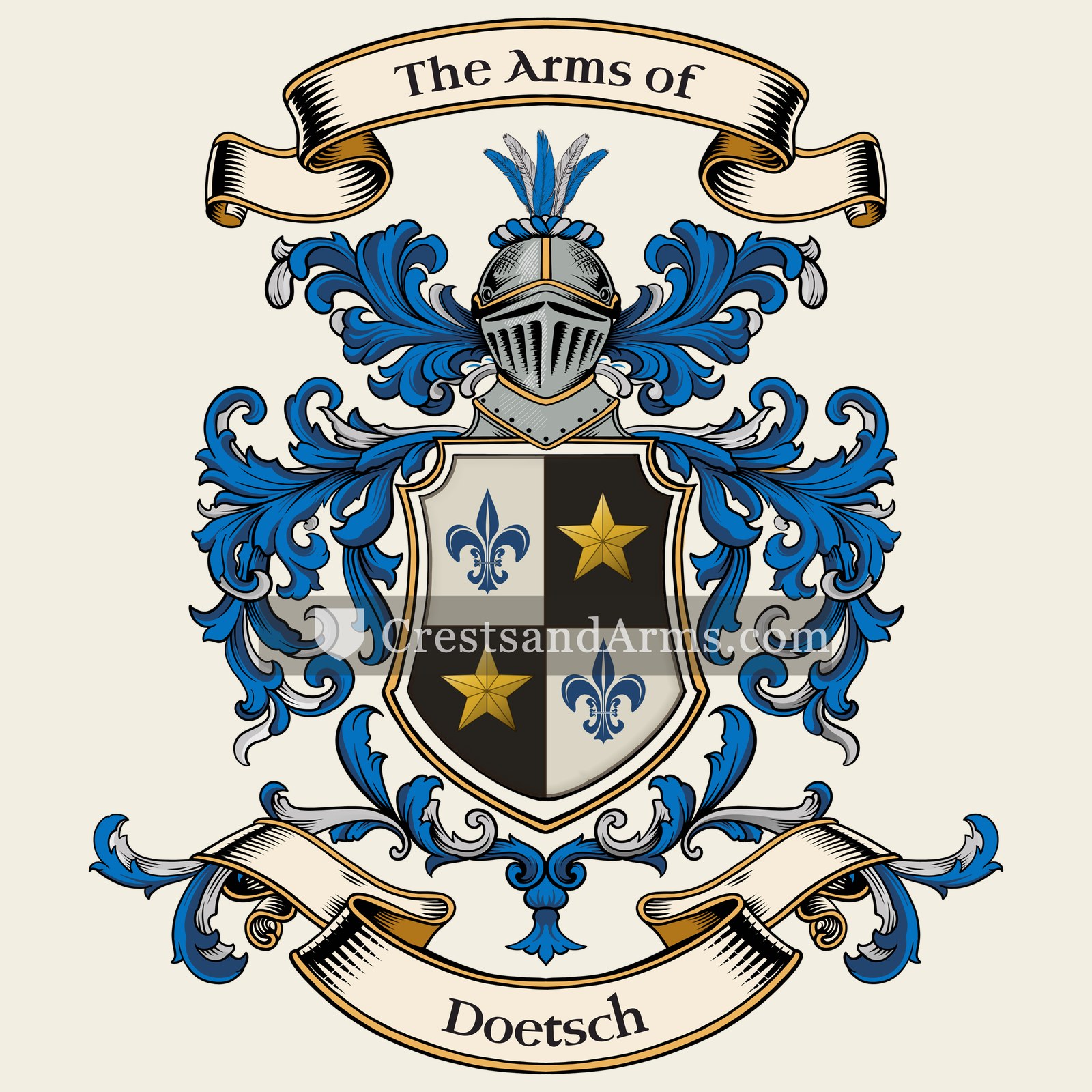 The Doetsch coat of arms, drawn from the recorded blazon