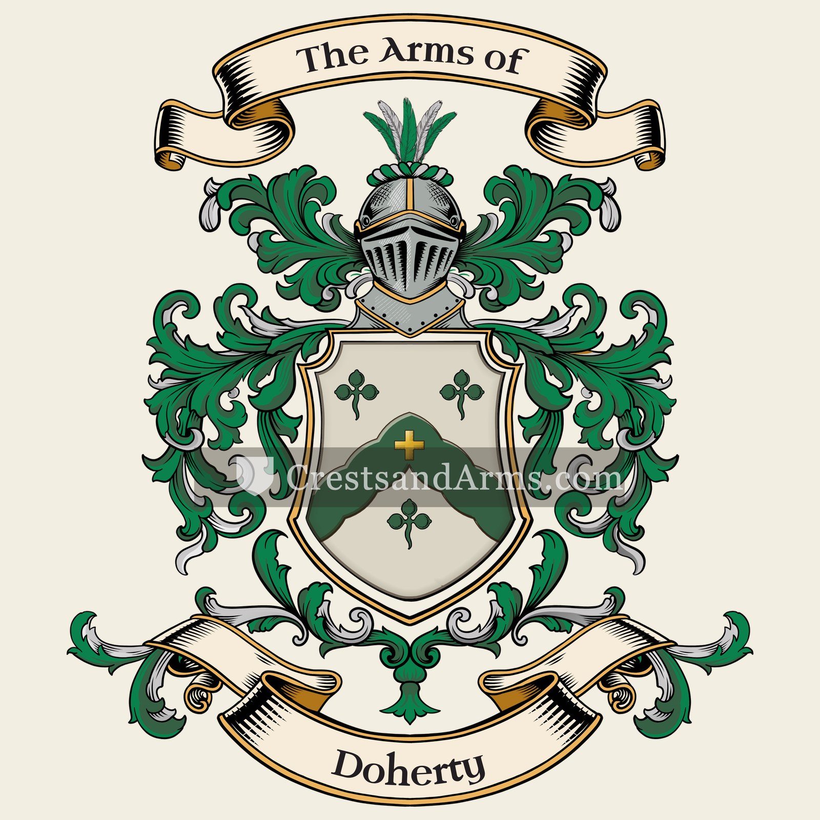 The Doherty coat of arms, drawn from the recorded blazon