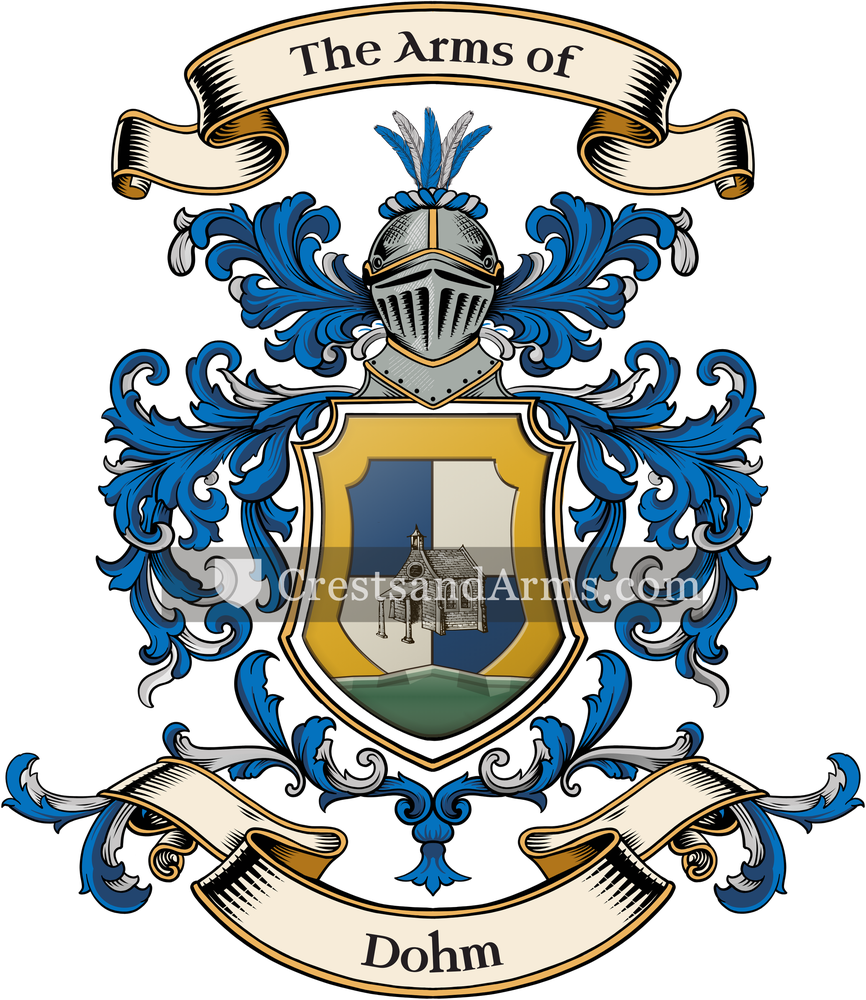 The Dohm coat of arms, drawn from the recorded blazon