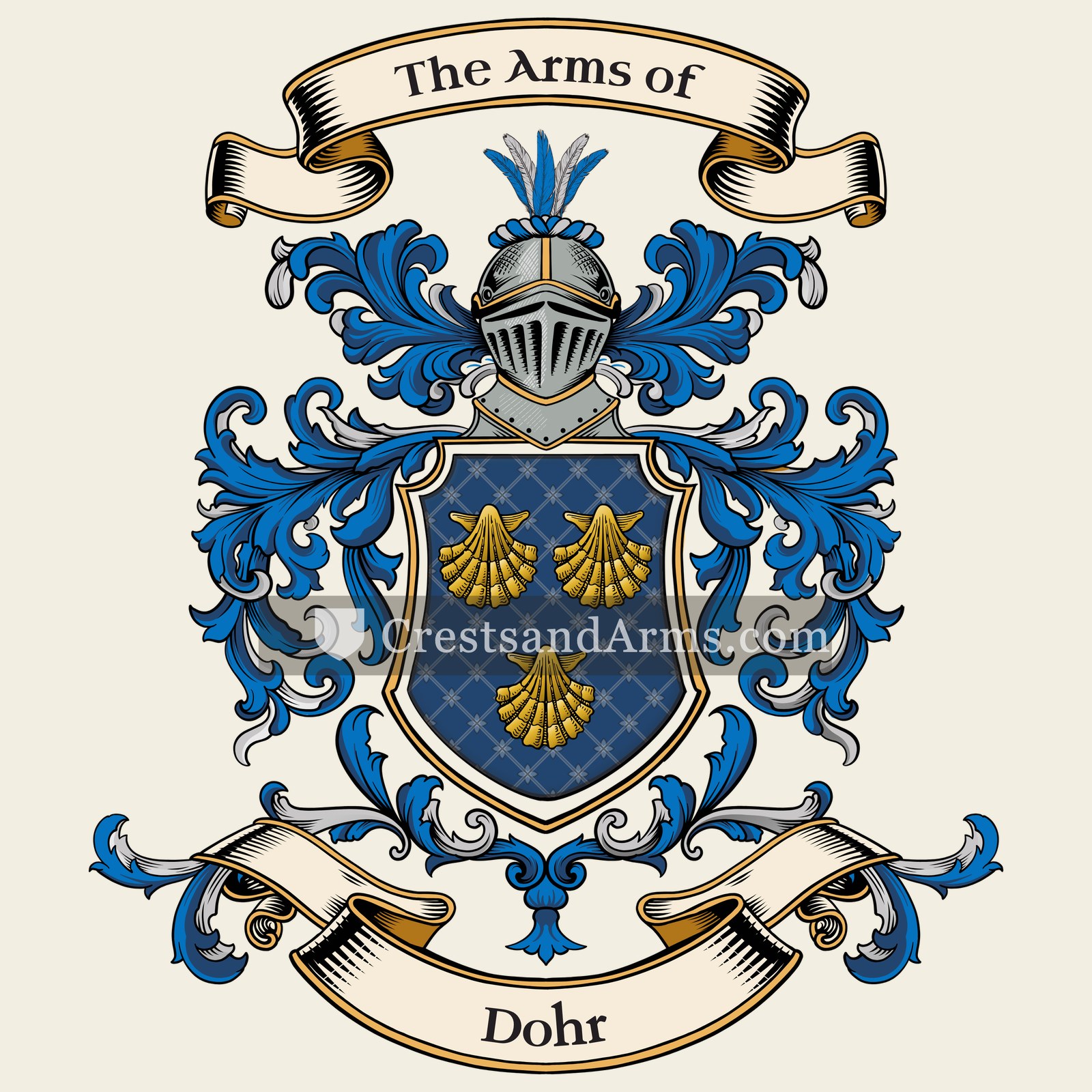 The Dohr coat of arms, drawn from the recorded blazon
