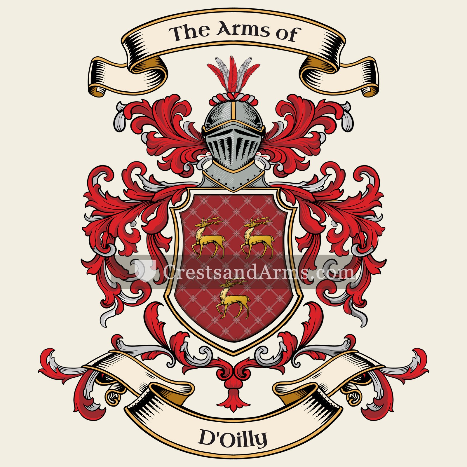The D'Oilly coat of arms, drawn from the recorded blazon