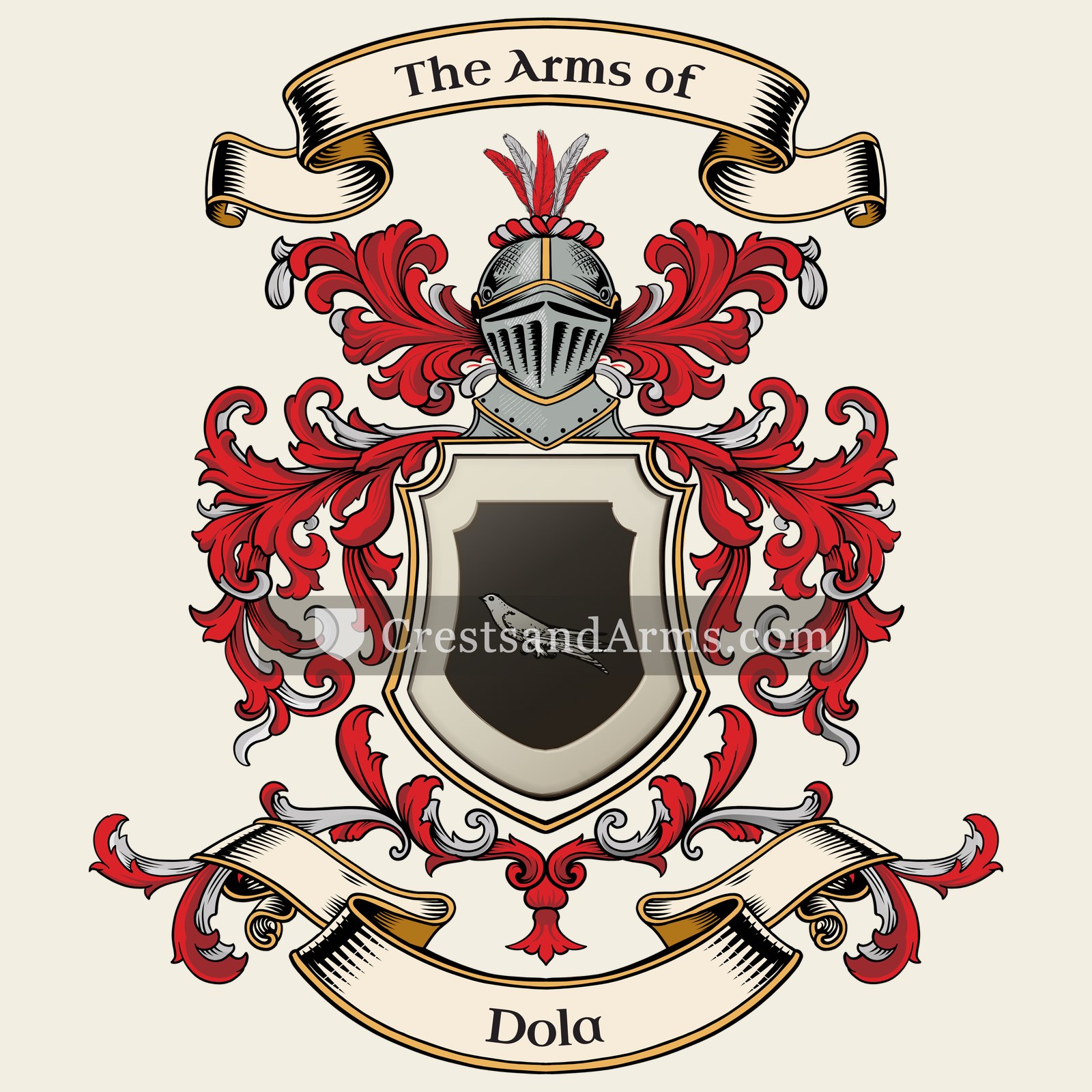 The Dola coat of arms, drawn from the recorded blazon