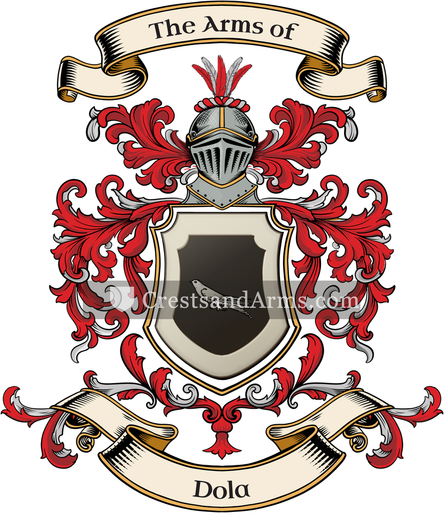 The Dola coat of arms, drawn from the recorded blazon