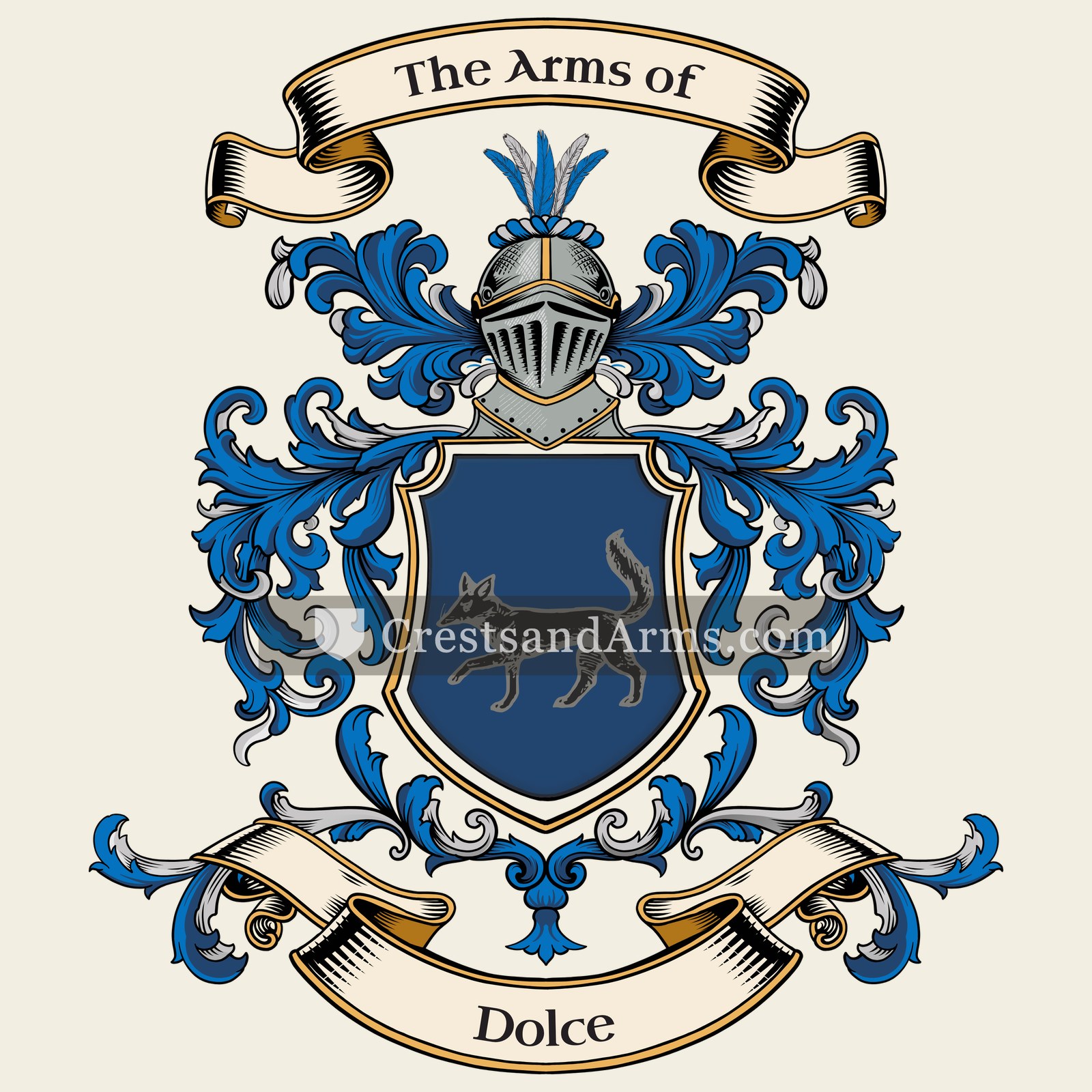 The Dolce coat of arms, drawn from the recorded blazon