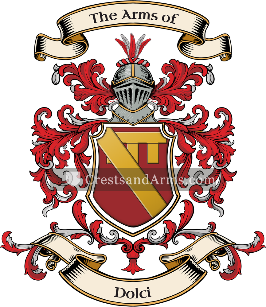 The Dolci coat of arms, drawn from the recorded blazon