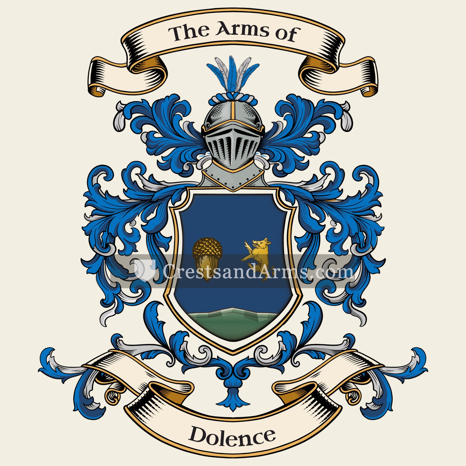 The Dolence coat of arms, drawn from the recorded blazon