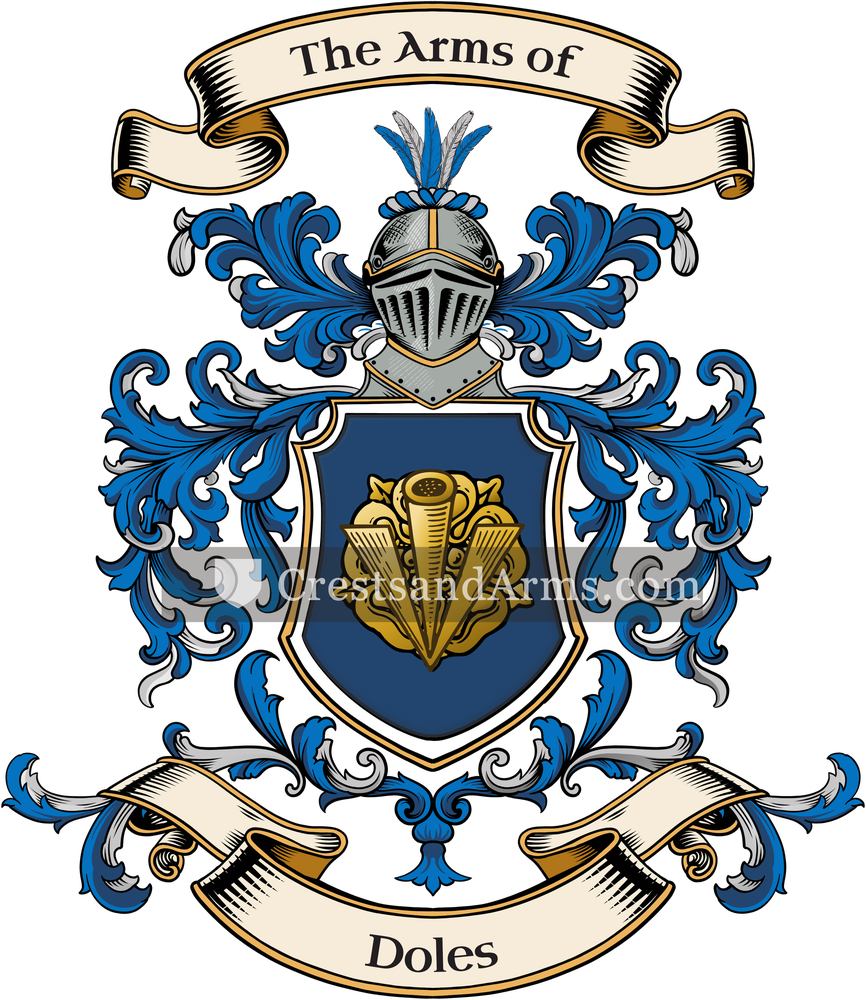 The Doles coat of arms, drawn from the recorded blazon