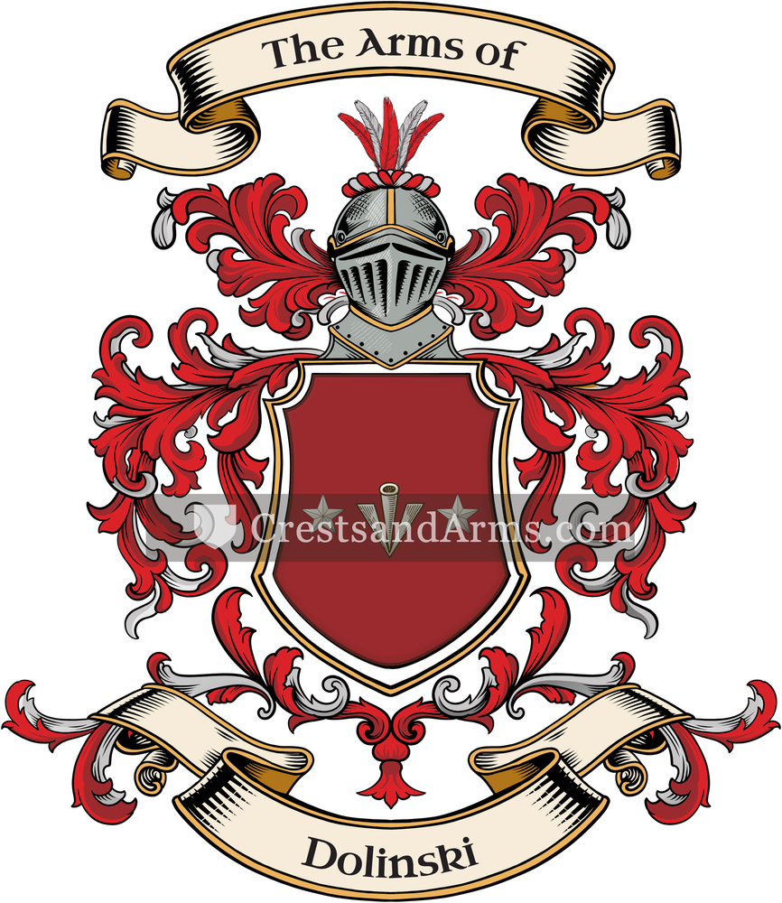The Dolinski coat of arms, drawn from the recorded blazon