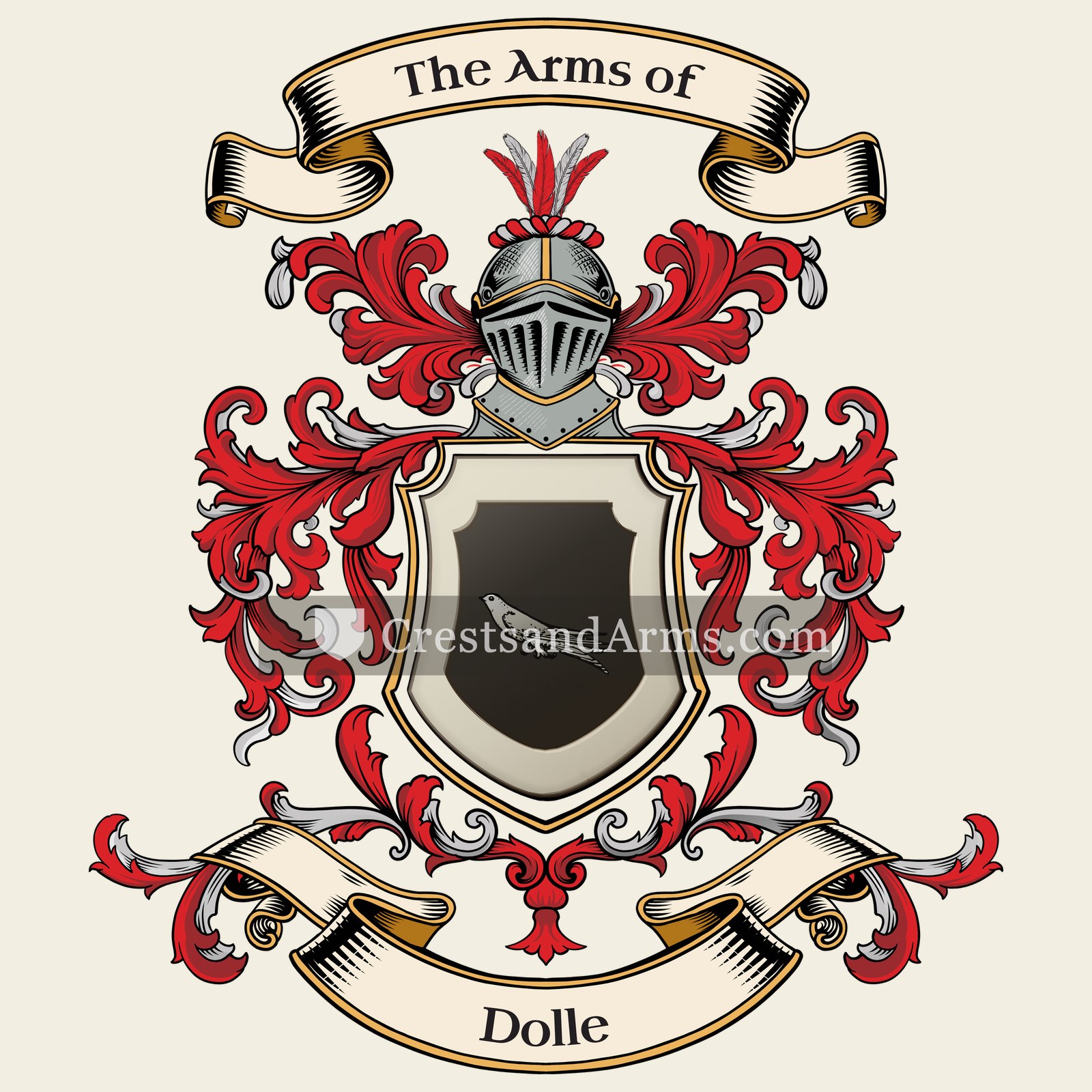 The Dolle coat of arms, drawn from the recorded blazon