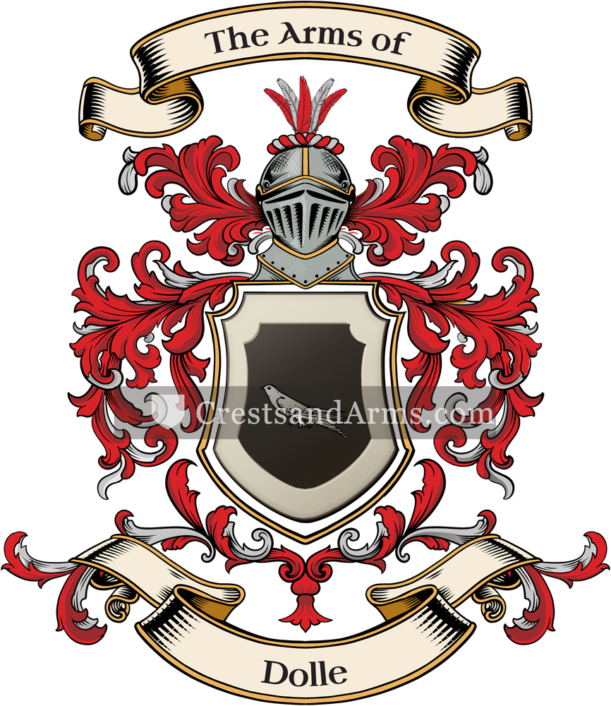 The Dolle coat of arms, drawn from the recorded blazon