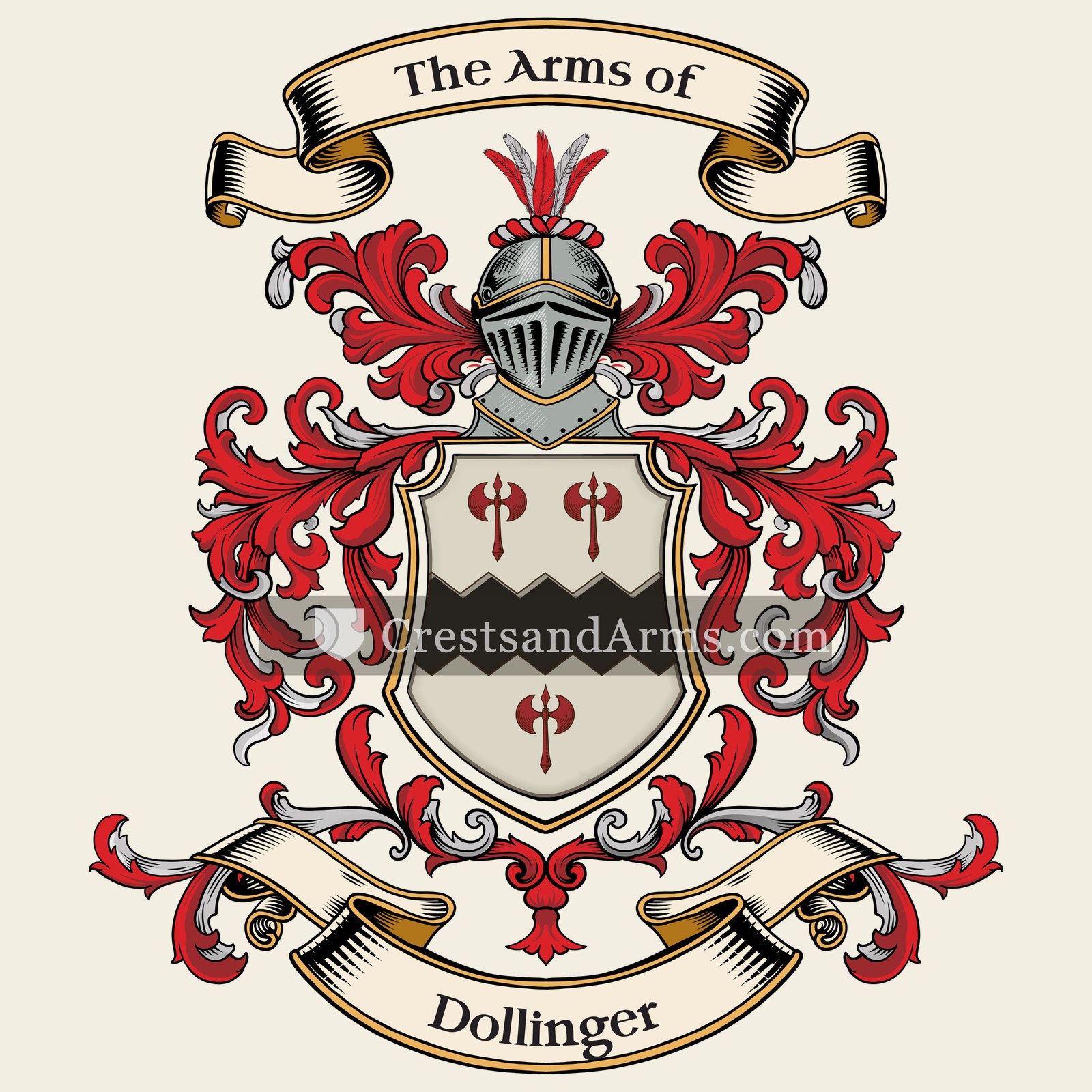 The Dollinger coat of arms, drawn from the recorded blazon