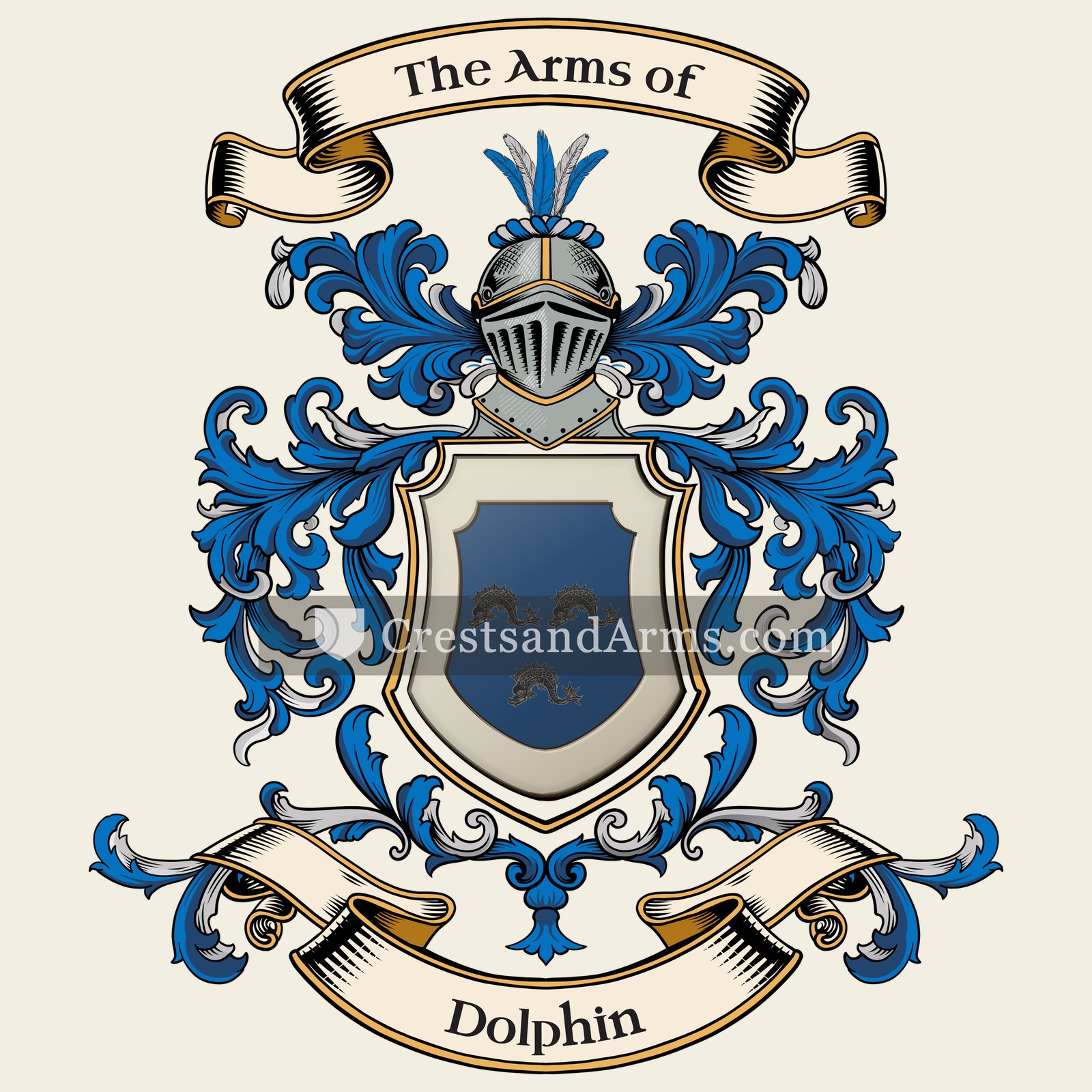 The Dolphin coat of arms, drawn from the recorded blazon