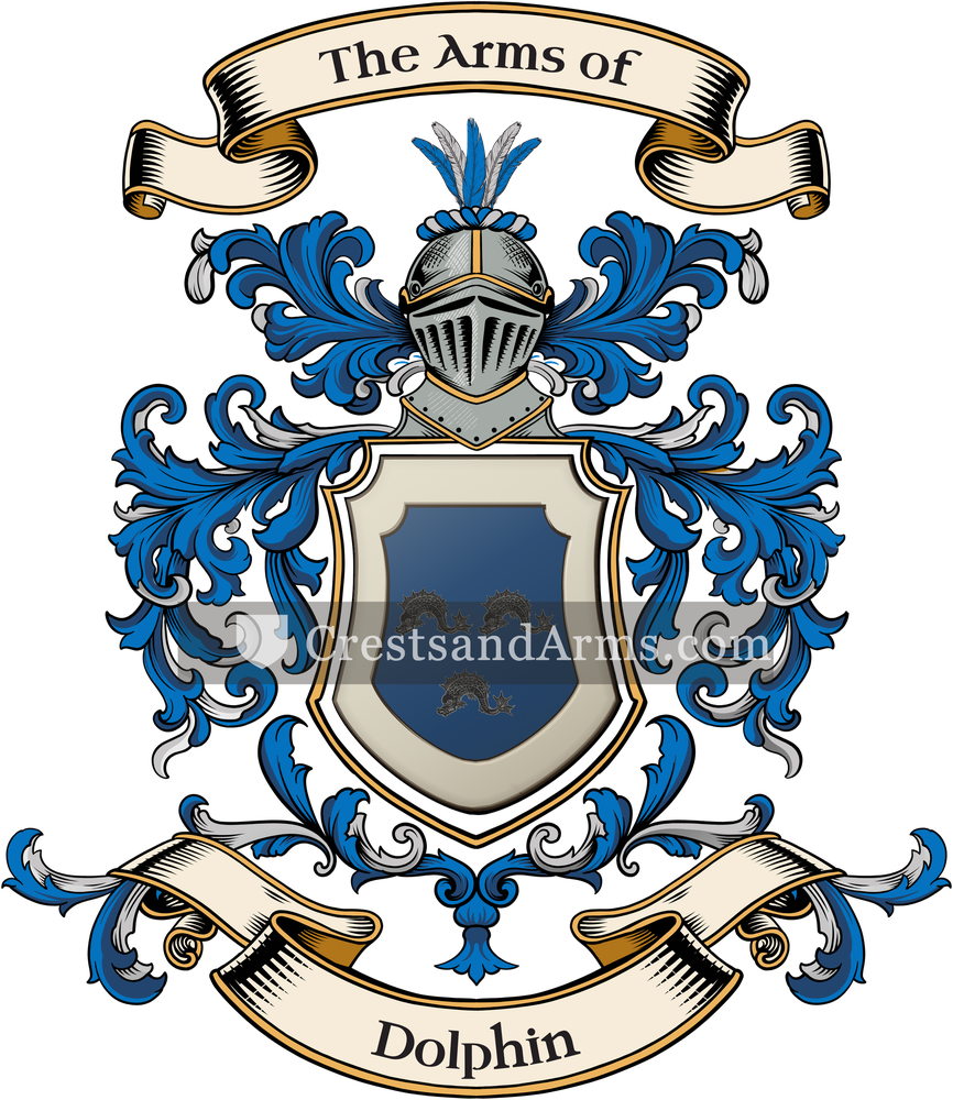 The Dolphin coat of arms, drawn from the recorded blazon