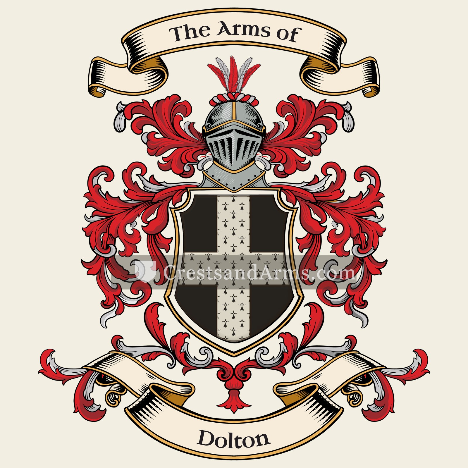 The Dolton coat of arms, drawn from the recorded blazon