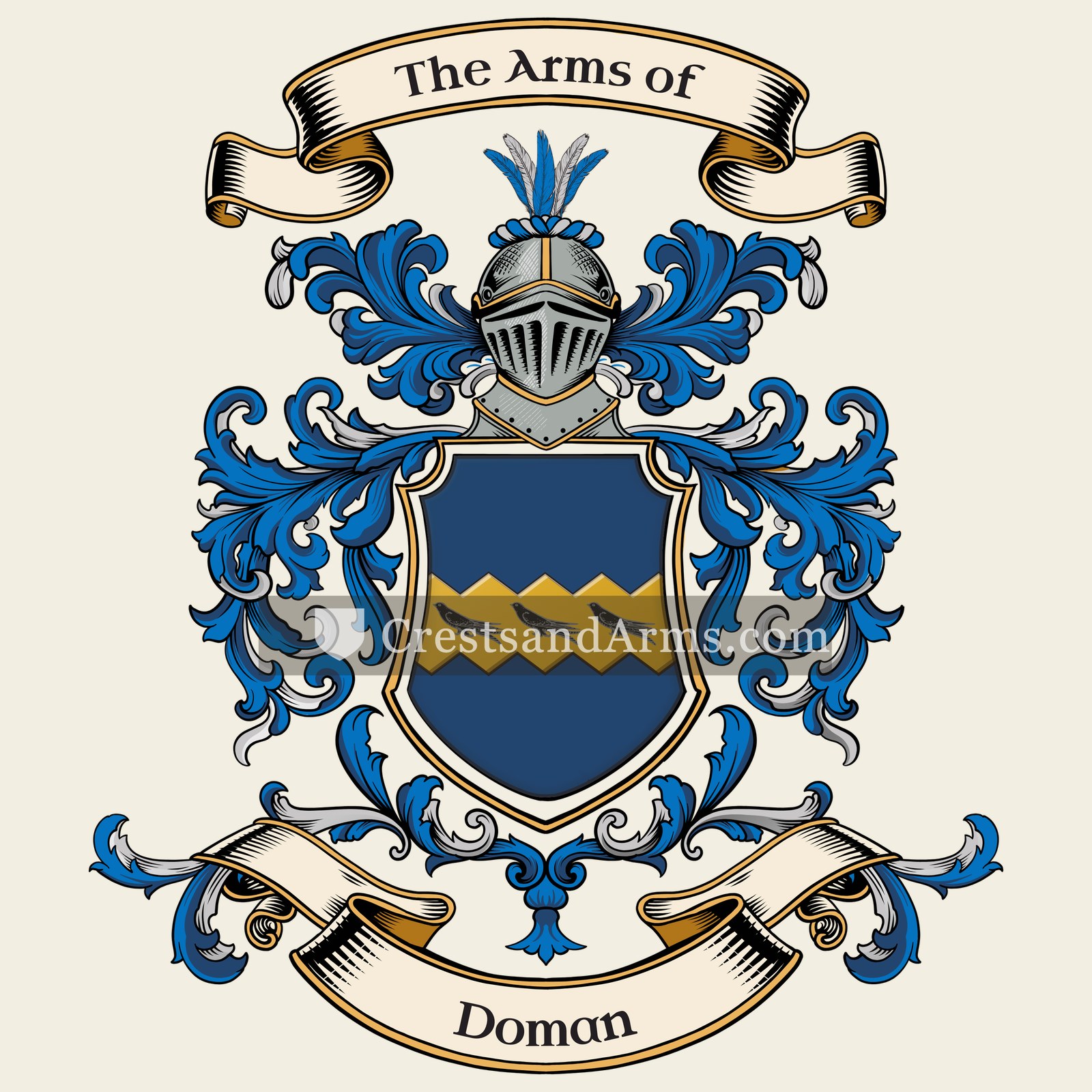 The Doman coat of arms, drawn from the recorded blazon