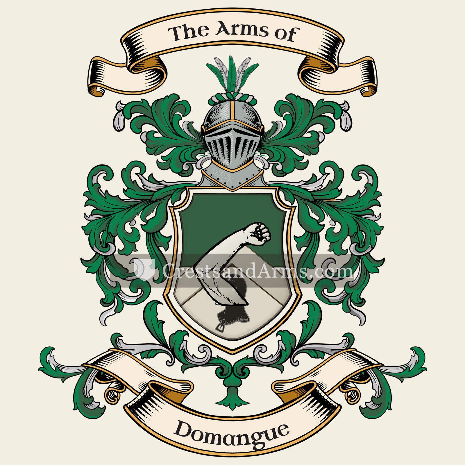 The Domangue coat of arms, drawn from the recorded blazon