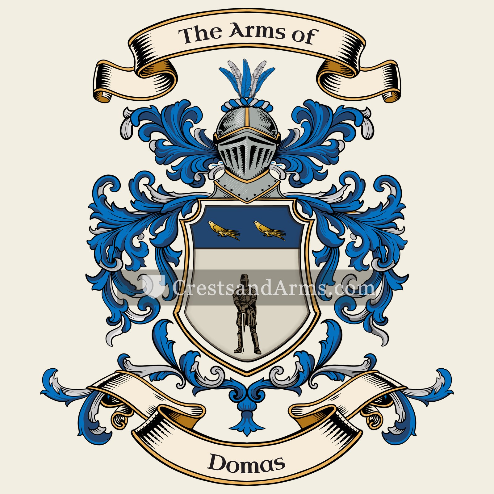 The Domas coat of arms, drawn from the recorded blazon