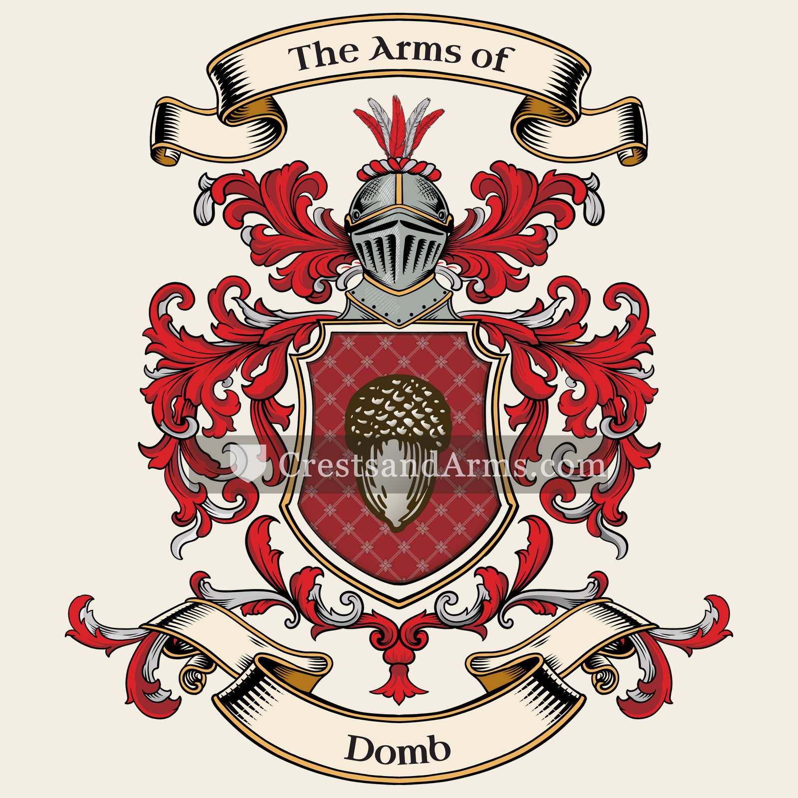 The Domb coat of arms, drawn from the recorded blazon