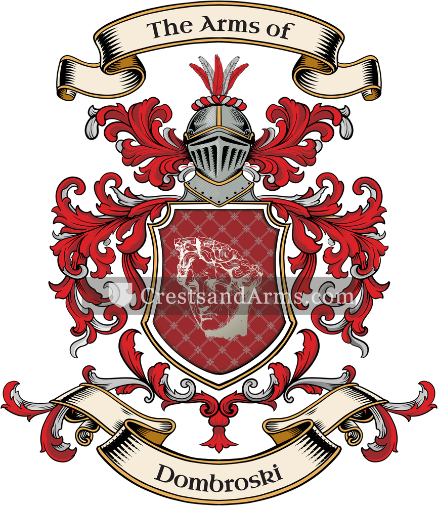 The Dombroski coat of arms, drawn from the recorded blazon