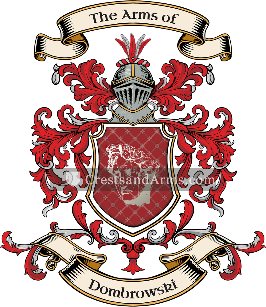 The Dombrowski coat of arms, drawn from the recorded blazon