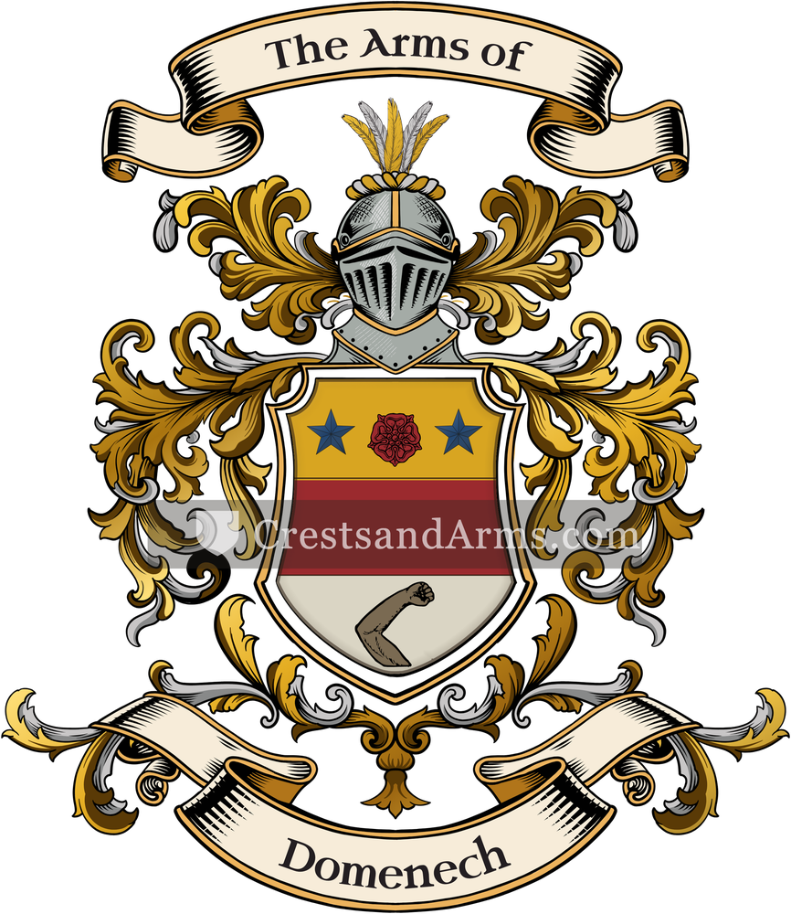 The Domenech coat of arms, drawn from the recorded blazon