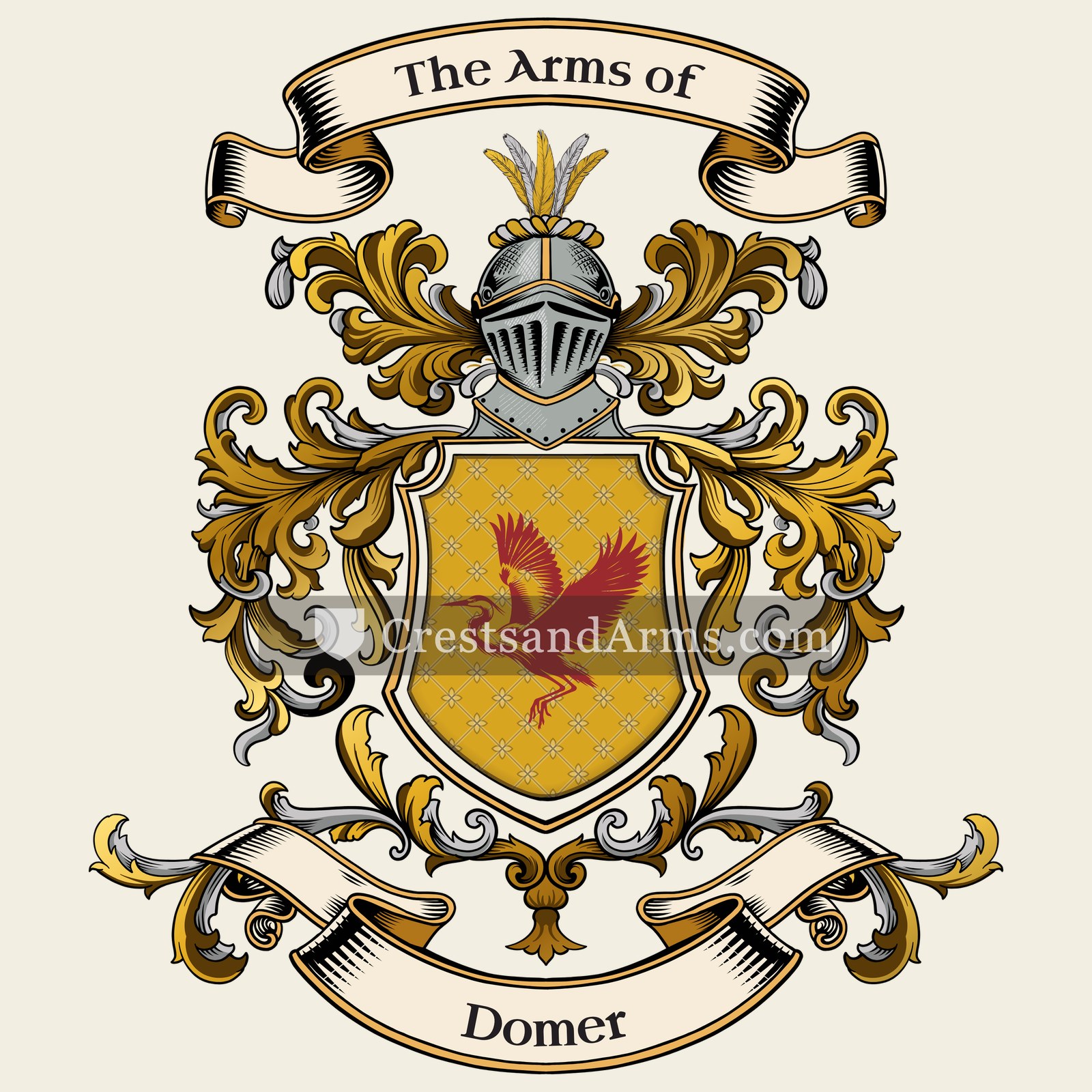 The Domer coat of arms, drawn from the recorded blazon