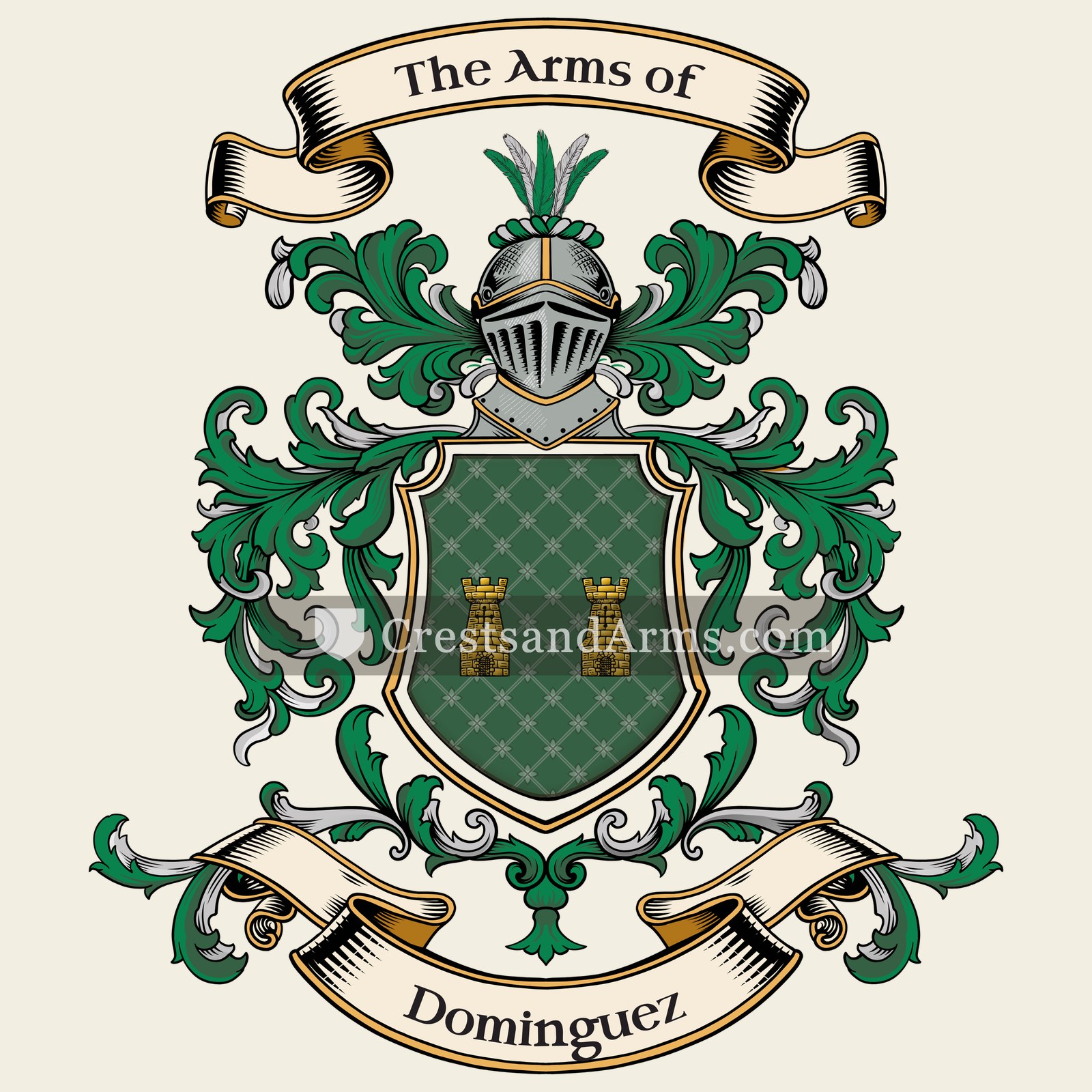 The Dominguez coat of arms, drawn from the recorded blazon