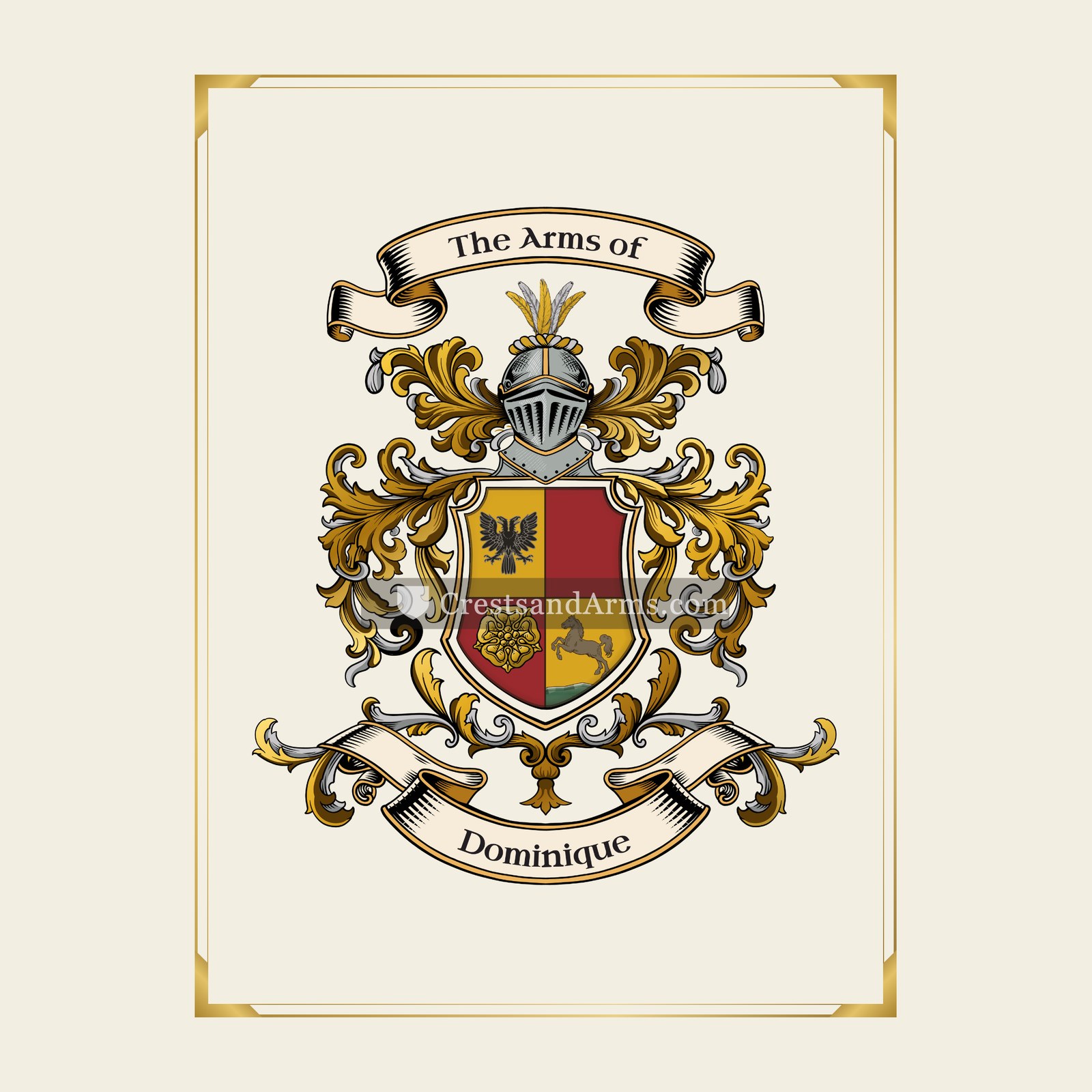 With gold border