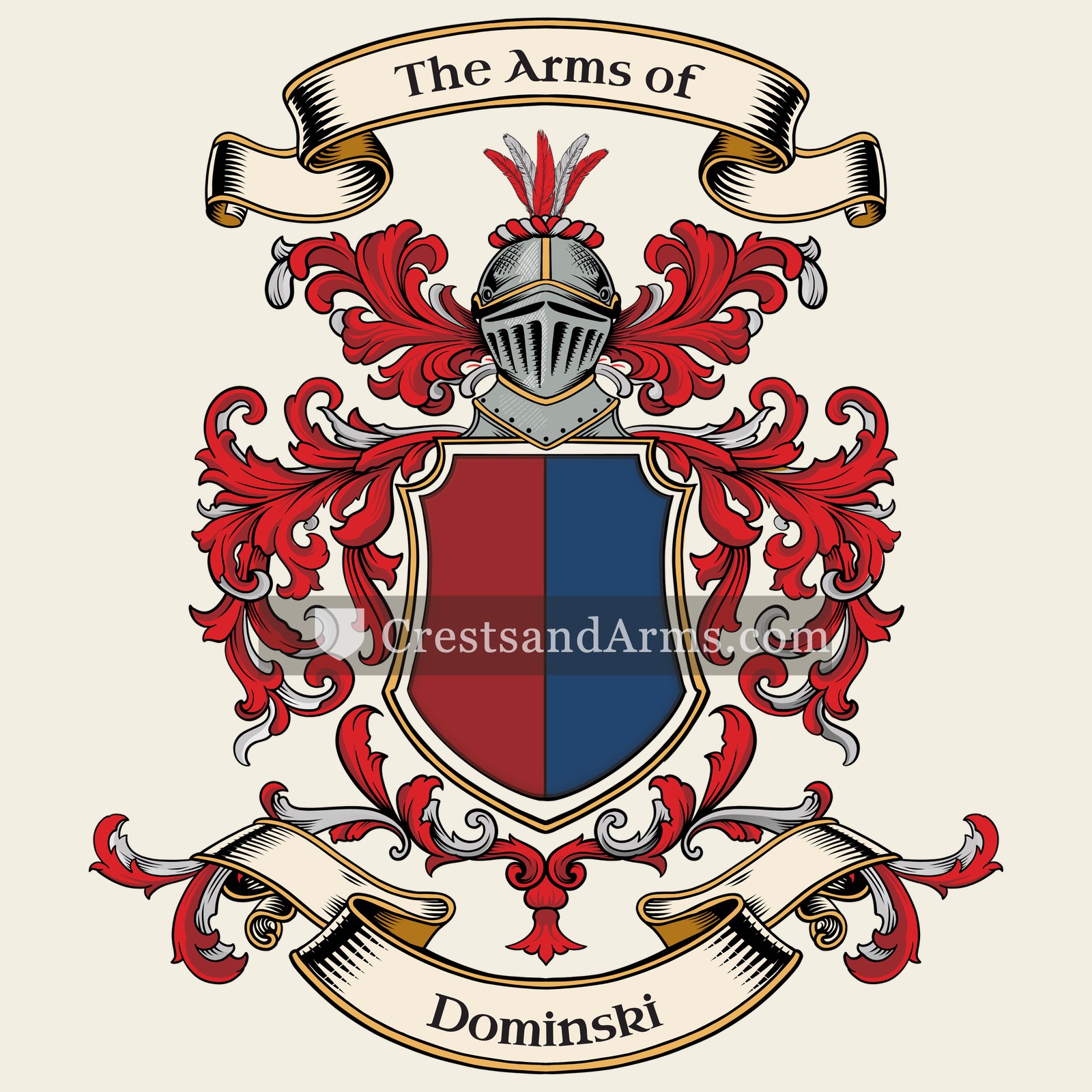 The Dominski coat of arms, drawn from the recorded blazon