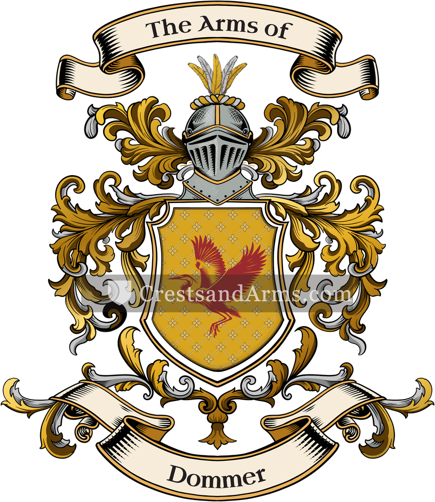 The Dommer coat of arms, drawn from the recorded blazon