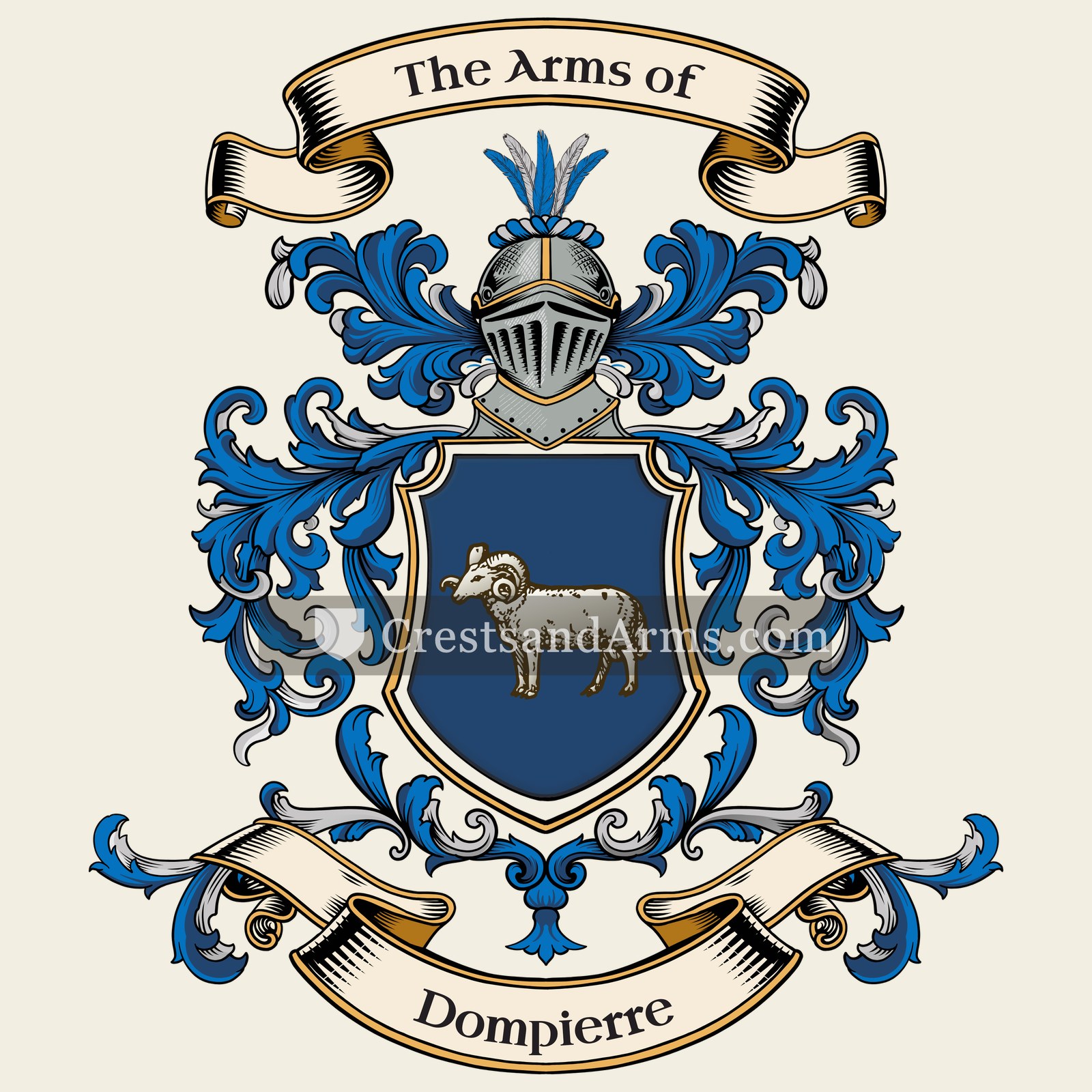 The Dompierre coat of arms, drawn from the recorded blazon