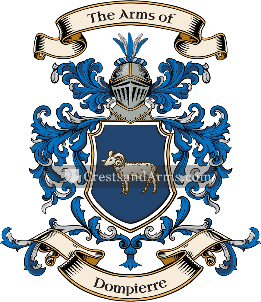 The Dompierre coat of arms, drawn from the recorded blazon