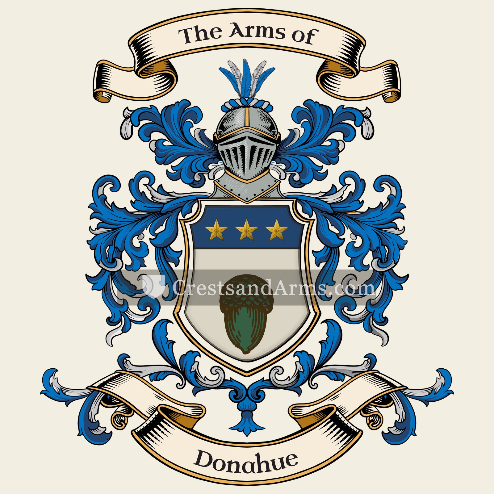 The Donahue coat of arms, drawn from the recorded blazon