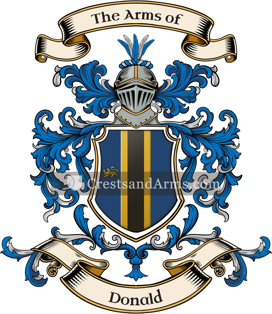 The Donald coat of arms, drawn from the recorded blazon