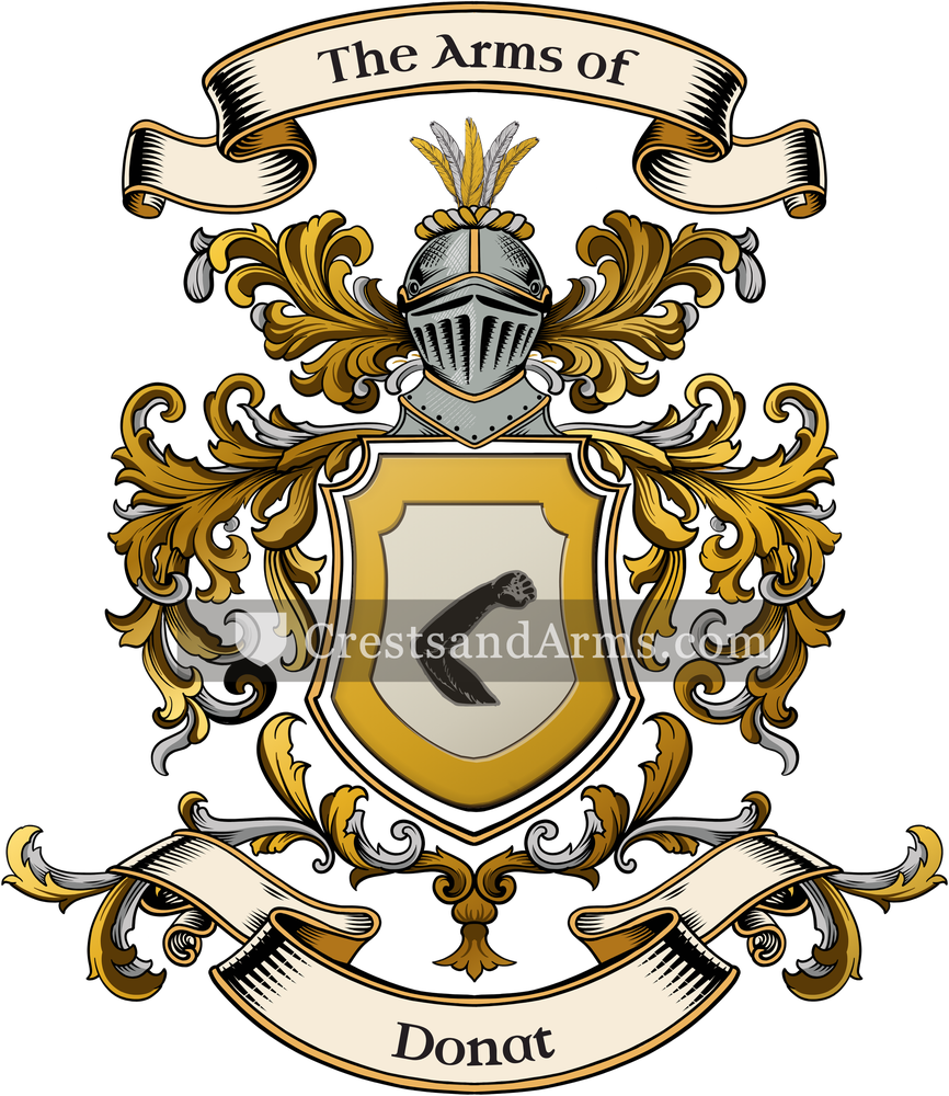 The Donat coat of arms, drawn from the recorded blazon