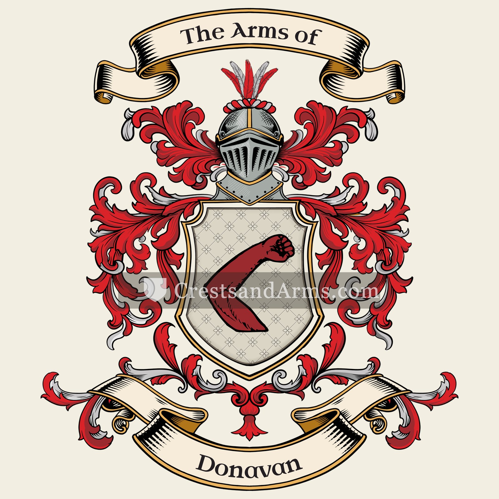 The Donavan coat of arms, drawn from the recorded blazon