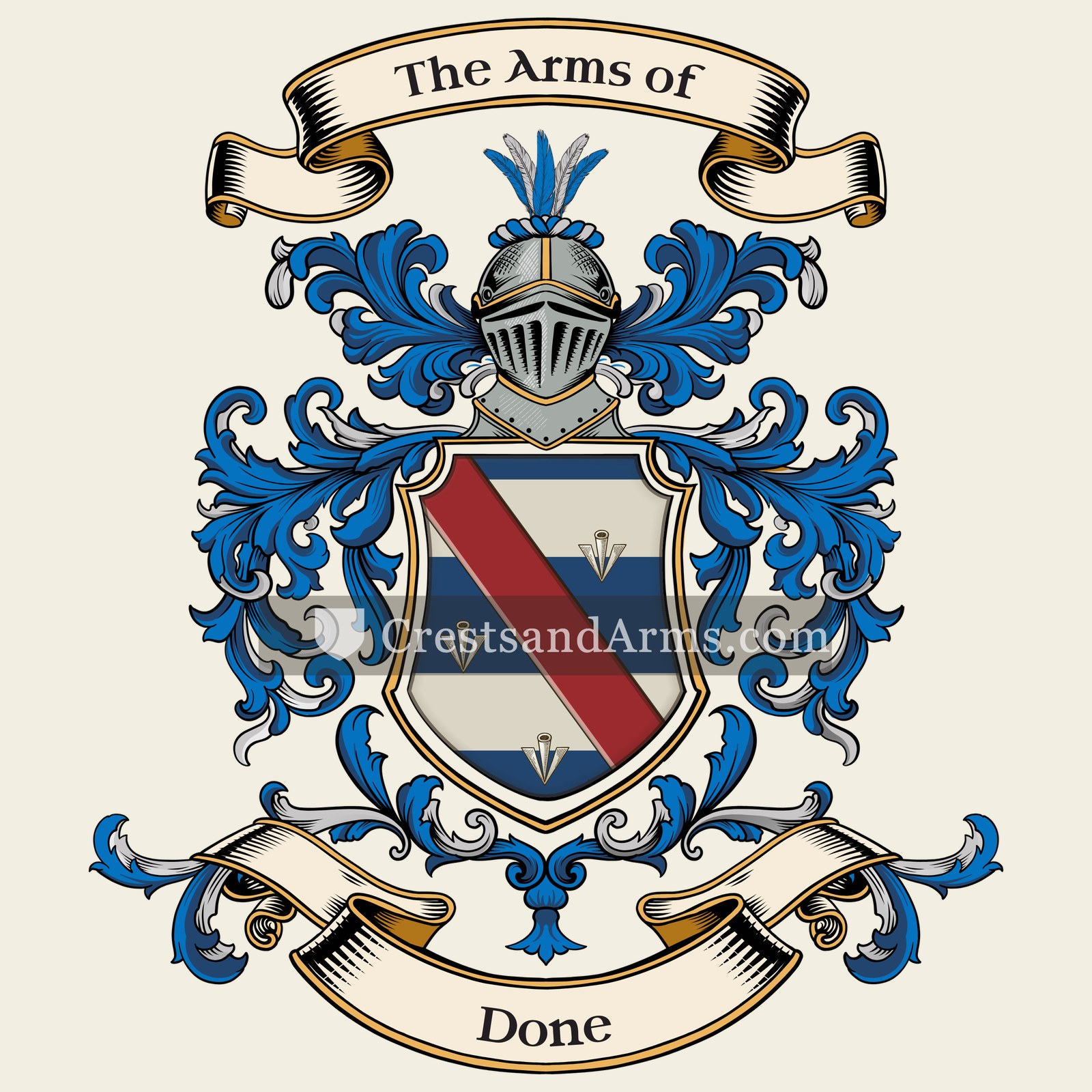 The Done coat of arms, drawn from the recorded blazon