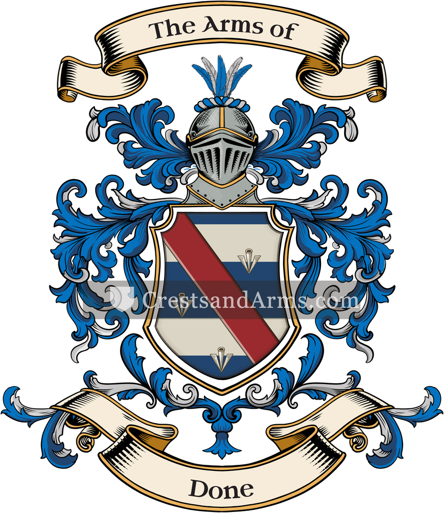 The Done coat of arms, drawn from the recorded blazon