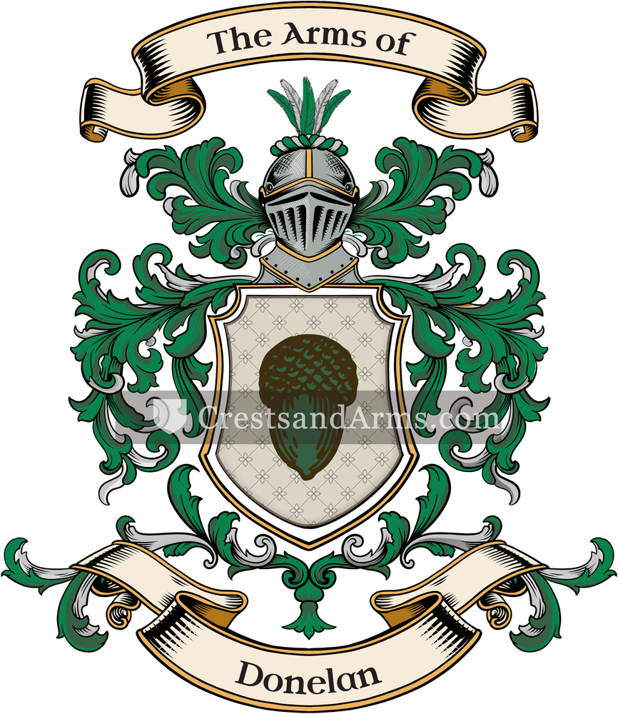 The Donelan coat of arms, drawn from the recorded blazon
